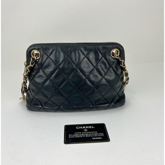 CHANEL Bags Chanel Bag Quilted Lambskin Leather Chain Vintage Black
